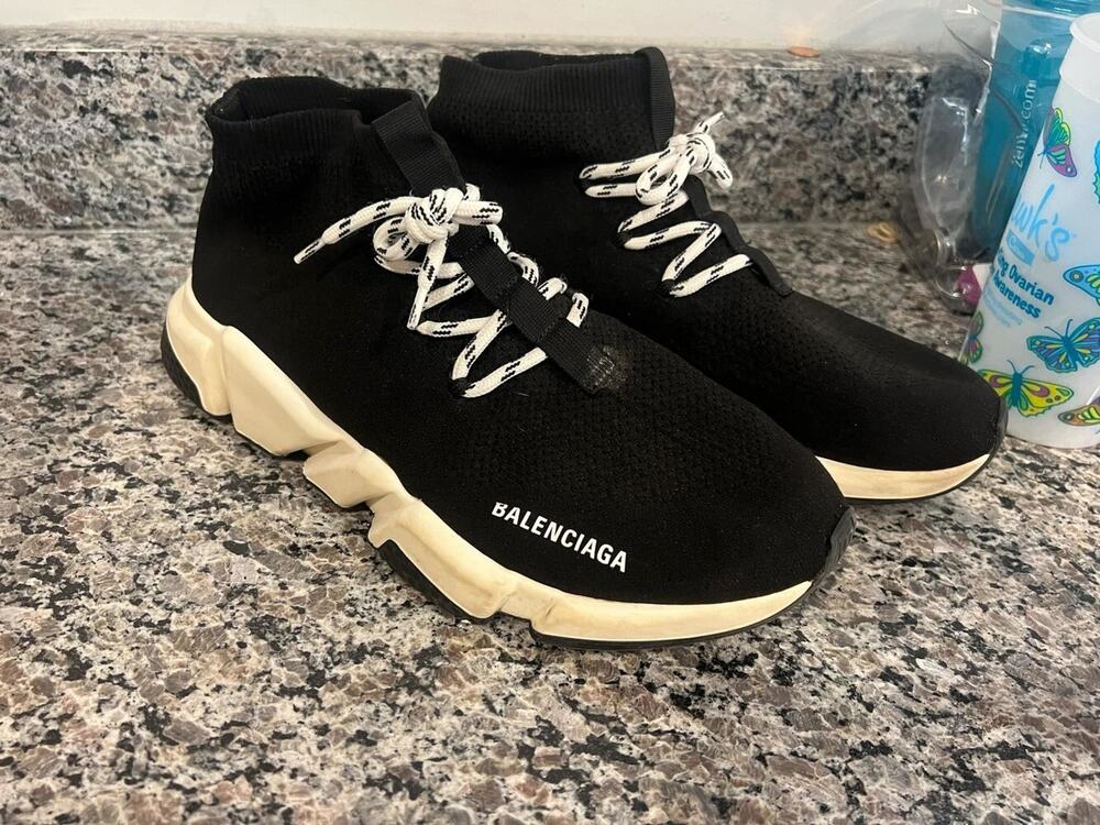 Balenciaga Speed Trainer Black White Size 11.5 (334327)